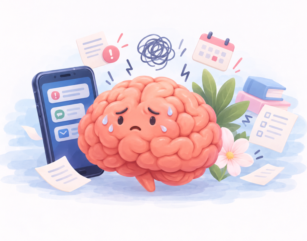 Stressed Brain Amid School Overload
